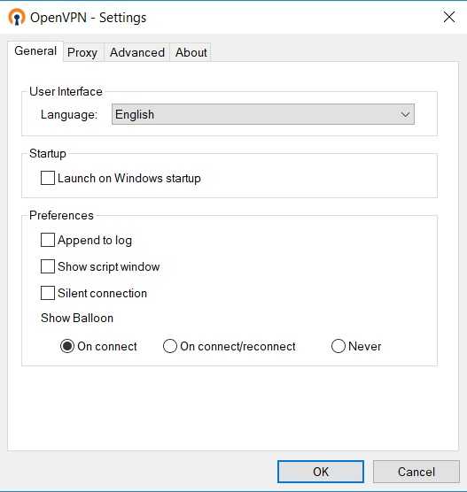 Celo VPN OpenVPN general settings on Windows